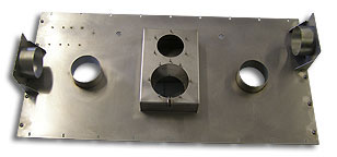 Stainless air flow mounting plate for the medical industry.